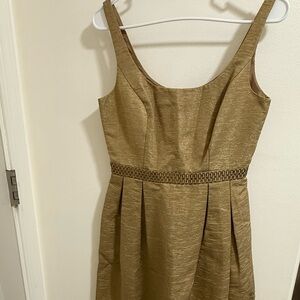 Carmen Marc Valvo Gold Textured Midi Dress